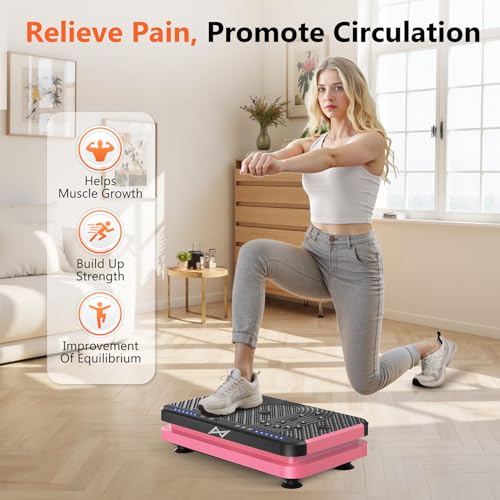 AXV Vibration Plate Exercise Machine Fitness Platform Body Vibrating Board - color: ARK.PINK