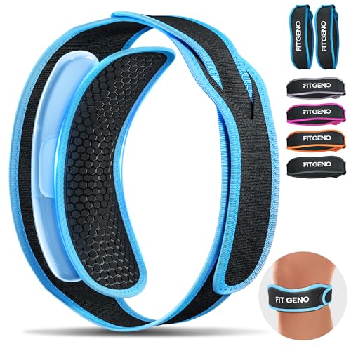 Fit Geno Knee Strap Patella Tendon Support: Patellar Stabilizing & Pain Relief for Man and Women - Knee brace for Runner's & Jumper's, Tendonitis, Running, Volleyball, Basketball (2-Pack) - color: Blue