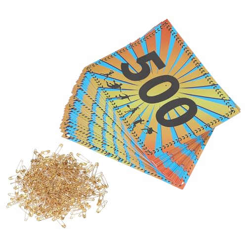 PATIKIL Tearproof Running Bib Numbers, Wheat Ears Waterproof Race Competitor Numbers with Safety Pin for Marathon Sports Game Competition Runner - style: 401-500