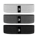 Hatha Yoga Large Resistance Band,14.5" x3.15",Fabric Exercise Loop Bands with Instruction Guide and Carry Bag, Set of 3. - color: Black Ash