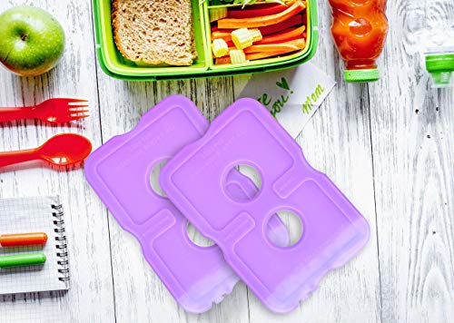 Healthy Packers Ice Packs for Lunch Boxes, Slim Cooler Ice Packs - color: Purple (4 Pack)
