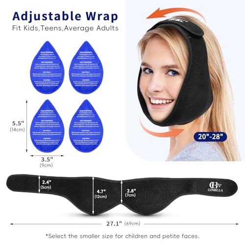 Wisdom Teeth Ice Pack Head Wrap for Pain Relief - Cold Hot Therapy for Face - color: Black