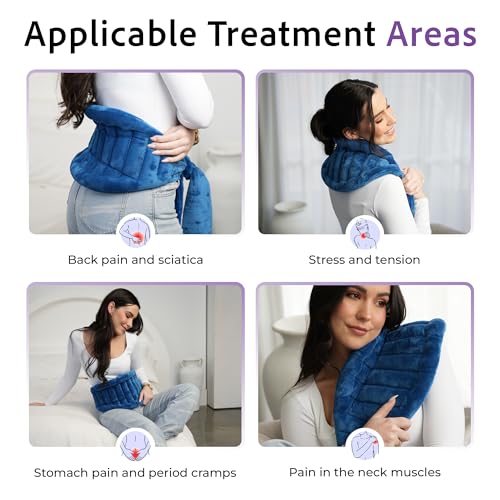 Microwavable Heating Pad with Straps, Extra Large, Blue, Hot/Cold Therapy - color: Blue, size: Extra Large
