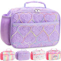 RHCPFOVR Kids Lunch Bag - Insulated Lunch Box for Boys Girls,Washable Lunch Bag and Reusable Toddler Leak-proof Lunchbox for School and Daycare - color: Purple Embroidery