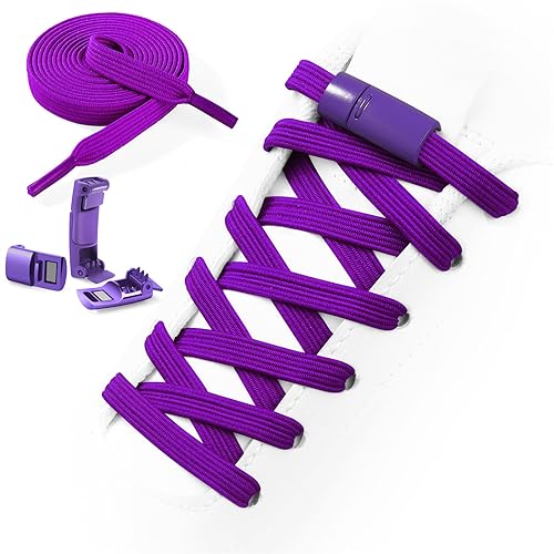 Neo-wows No Tie Shoelaces Elastic Laces for Kids Adults Athletic Sneakers - color: Purple