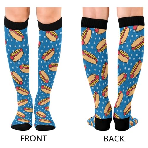 Compression Socks for Women & Men Knee High Socks - color: Cartoon Hot Dog