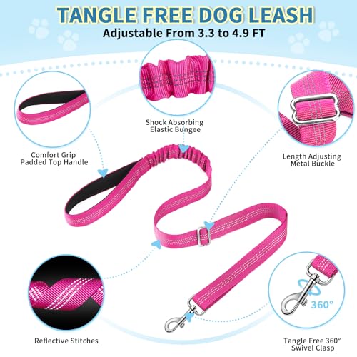 SlowTon No Pull Small Dog Harness and Leash Set with Front Clip - color: Fuchsia, size: XX-Small