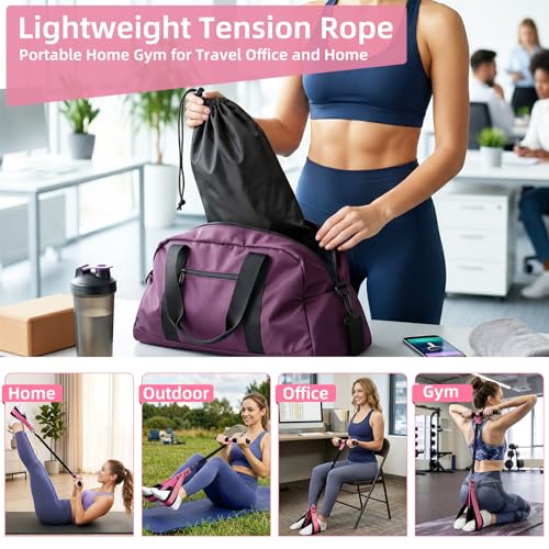Pedal Resistance Band with Handles, Detachable Foot Pedal Resistance Band with Stainless Steel Buckle, Multifunction Tension Rope for Full Body Workout, Core ABS Legs Arms Glutes Tummy for Home Gym