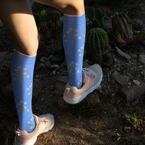 LEVSOX Compression Socks Women and Men, 20-30mmHg, Best for Nurses, Travel, Pregnancy - color: 4 Pairs Flower, size: Small