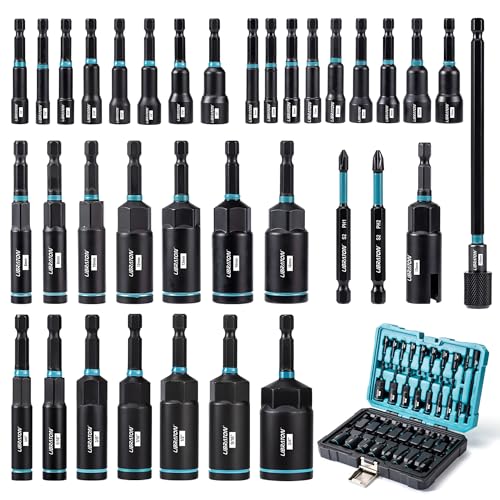 LIBRATON Magnetic Nut Driver Set, 35PCs Impact Driver Bit Set, Metric & SAE