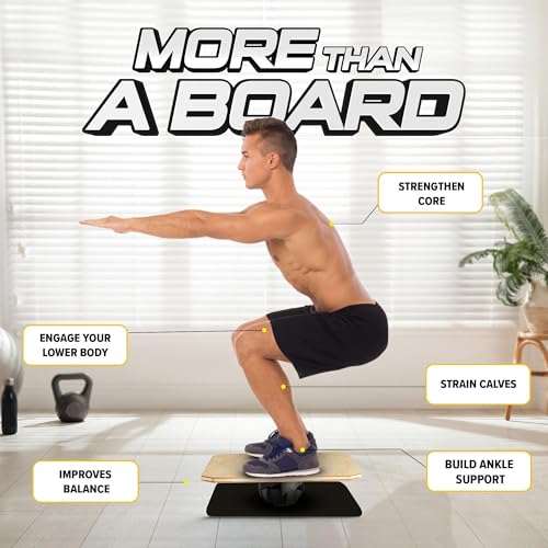 Yes4All Wooden Rocker Balance Board for Balance Training - color: A0. Adjustable Height