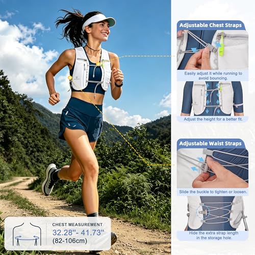 BECOJADDE 5L Running Vest for Women, Hydration Backpack Lightweight & Breathable for Trail Running, Marathon, Hiking, Cycling - color: White