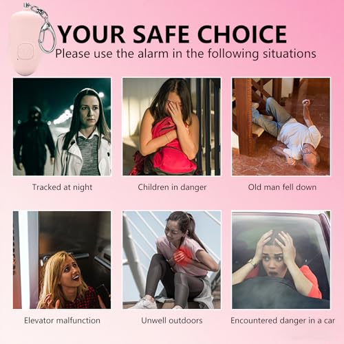 Personal Safety Alarm for Women,2Pack 130dB Self Defense Keychain - color: Black+Pink
