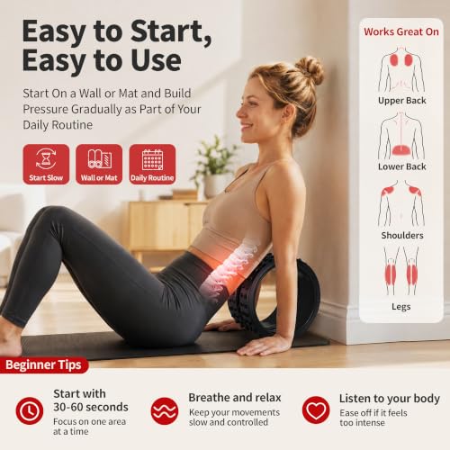 GymCope 10in Back Roller, Foam Roller for Exercise, Spine-Safe Groove - color: Black