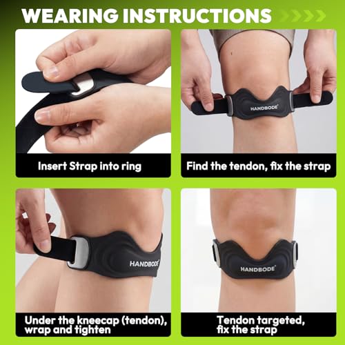HANDBODE Patellar Tendon Support Strap, Knee Brace for Men & Women, 2 Pack