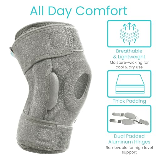 Vive Hinged Knee Brace - Relieves ACL, MCL, Meniscus Tear - Lightweight - color: Gray, size: Small