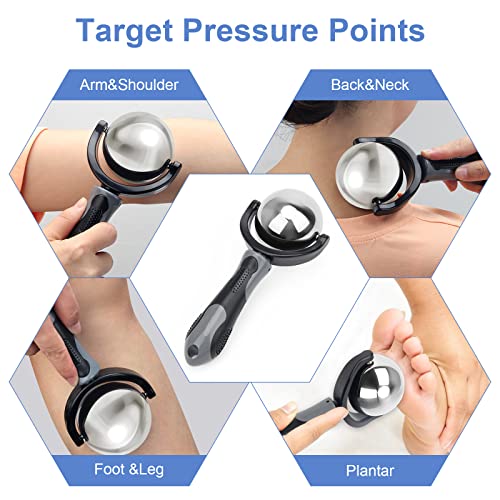 Cold Massage Roller Ball with Handle-Back Muscle Metal Ice Roller Ball Tool - color: Black