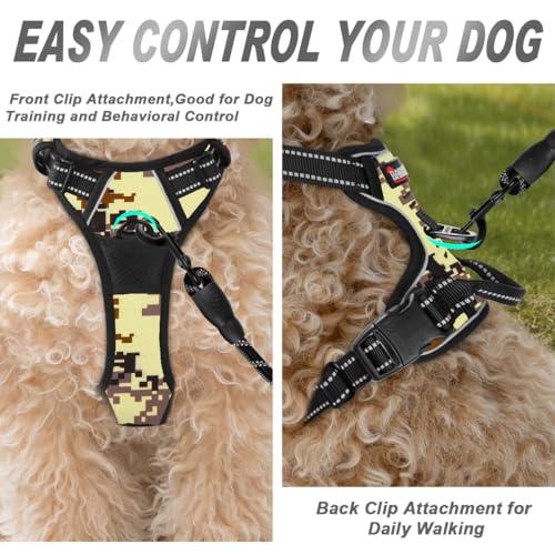 BARKBAY Dog Harness No Pull for Small Sized Dog Front Back Clips,Dog Vest - color: Desert Camo, size: X-Small(Chest:15.5-19.5”)
