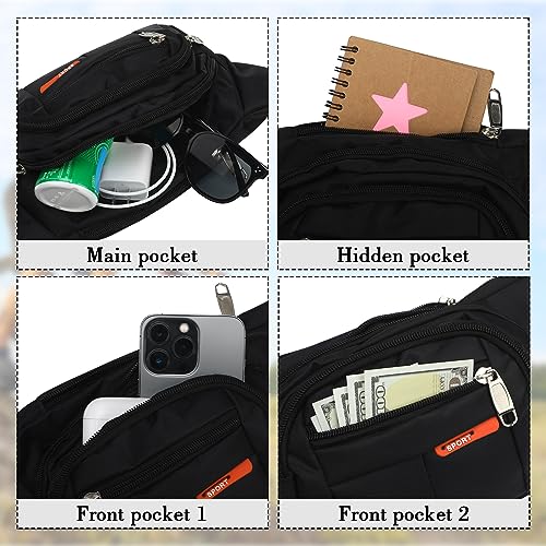 3 Pcs Fanny Packs Crossbody Waist Bags for Women Men Crossbody Waterproof Fanny Pack Belt Bag for Travel Walking Running Hiking Cycling Outdoor Easy Carry Any Phone, Wallet (Black, Red, Gray) - color: Black, Red, Gray