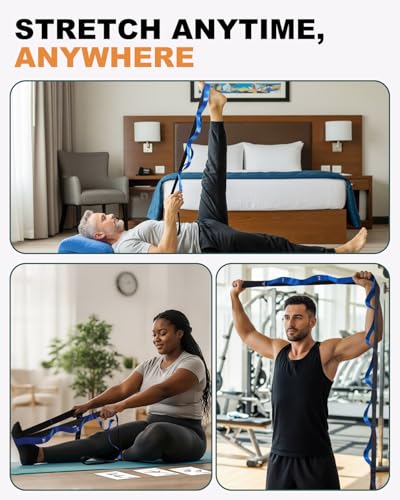 Trideer Stretching Strap with Loops, Yoga Strap, Stretch Bands for Exercise - color: Blue/75"x1"