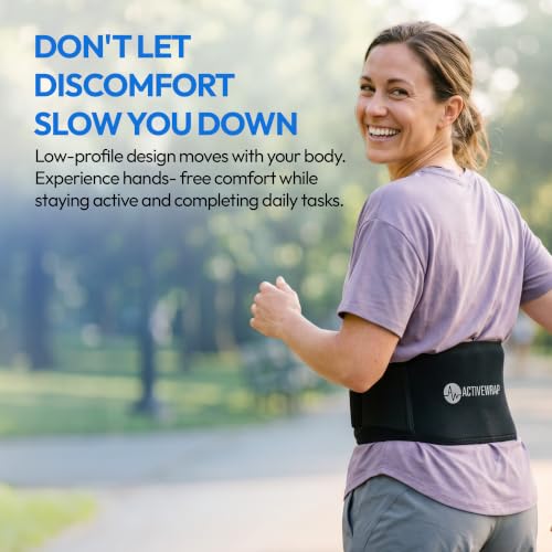 ActiveWrap Lower Back Ice Pack Wrap, Large/X-Large – Hot & Cold Therapy with Reusable UltraFlex Gel Pads – Heat Wrap & Wearable Ice Pack for Back Pain Relief, Sciatica, Tailbone & Lumbar Support - size: Large/X-Large