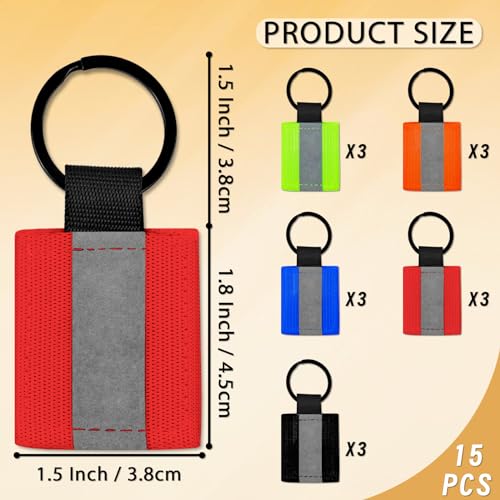 15PCS Reflective Keychain Label, Reflective Safety Tag