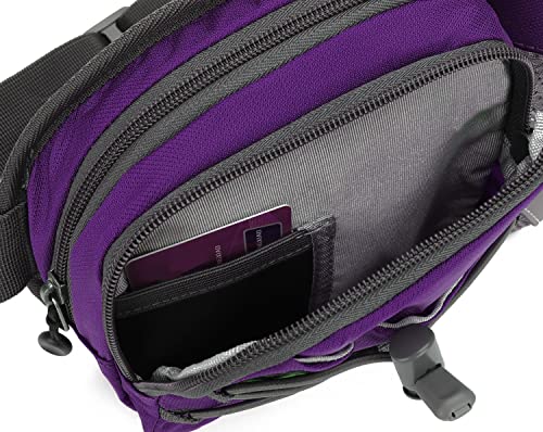 Waist Pack with Water Bottle Holder for Running Walking Hiking Fanny Pack - color: Purple