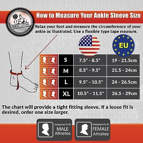 Nordic Lifting Ankle Compression Sleeve – Ankle Support for Women & Men - size: Medium