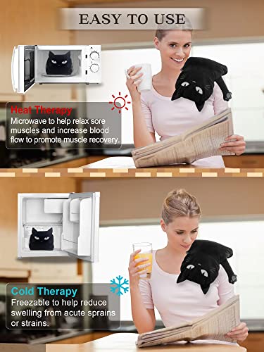 Microwave Heating Pad for Pain Relief, 17" x 9" Microwavable Heating Pads for Cramps, Back Pain, Neck Shoulder, Muscles, Knee, Joints, Natural Heat Pack Moist Heat, Black Cat - size: Medium Black cat - 1