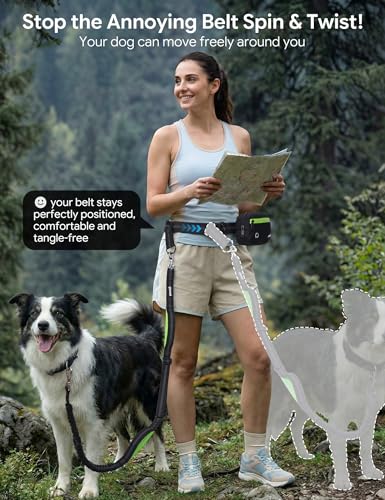 Pecute Hands Free Dog Leash for Small Dogs, Waist Belt with Pouch, No Pull - color: Black, size: S(11-33lbs)