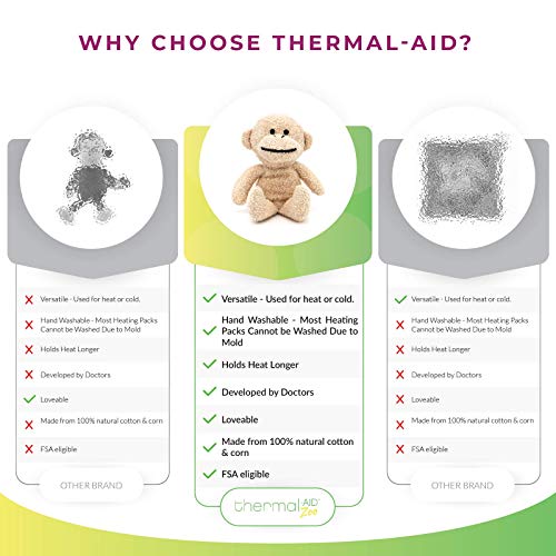 Thermal-Aid Zoo Mini — (Jo Jo the Monkey) — Mold-Resistant, Washable Hot & Cold Pack for Kids — Heating and Cooling Pad with Natural Corn Filling — Reusable Plush Toy - size: Mini Monkey