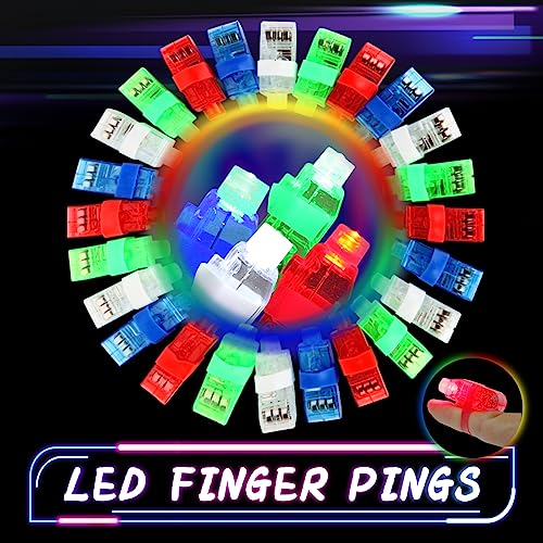 VETE 60Pcs LED Finger Lights Flashlights for Kids Glow Party Favors Birthday Christmas Halloween Supplies