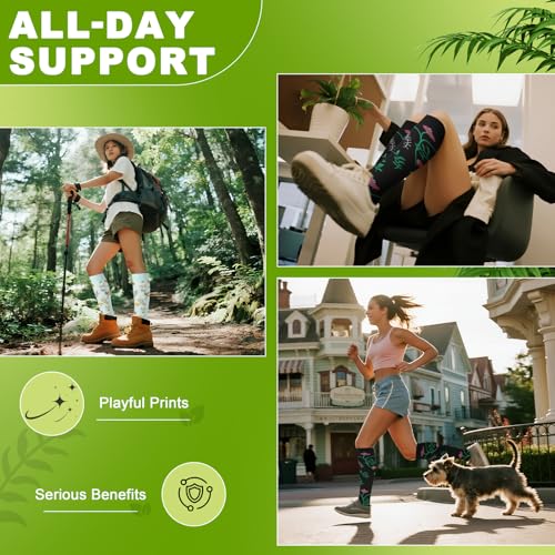 6 Pairs 20-30 mmHg Knee High Compression Socks, Unisex, Running, Travel - color: White, size: Small-Medium