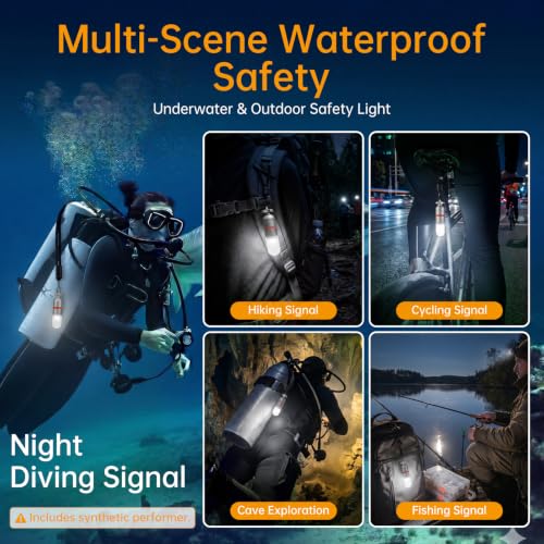 SecurityIng 2 Pcs Scuba Dive Strobe Signal Light, 2 Modes -White - color: White