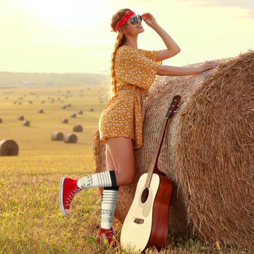Junely Compression Socks for Women Knee High Funny Socks - color: Music