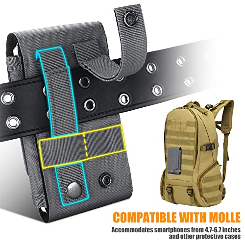 Tactical Molle Phone Holster Pouch, Universal Belt Waist Bag for iPhone 18 Pro Max/17 Pro/17/16 Pro Max/15 Pro Max/14 Pro Max/13, Samsung S26 Ultra/S25/S24, Size L - color: Gray(2 Pack)