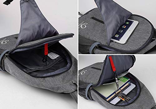 WATERFLY Crossbody Sling Backpack Sling Bag Travel Hiking Chest Bags Daypack (Dark gray) - color: Dark Gray
