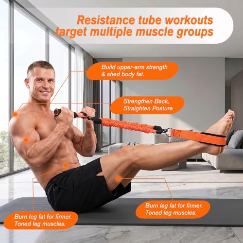Resistance Bands with Handles,Pedal Resistance Band with Handle - color: 90lbs-Orange