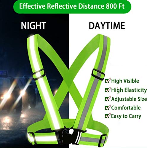 Reflective Vest, Reflective Glow Belt with 2Pack Reflector Armbands, Adjustable Elastic Safety Vest Outdoor Reflective Belt High Visibility, Ultralight & Comfy for Running, Jogging, Walking, Cycling,