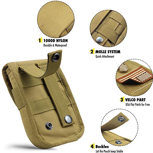 WYNEX Tactical Phone Pouch Molle, Phone Blet Holder Fit 4.0-6.7" Screen - color: Khaki