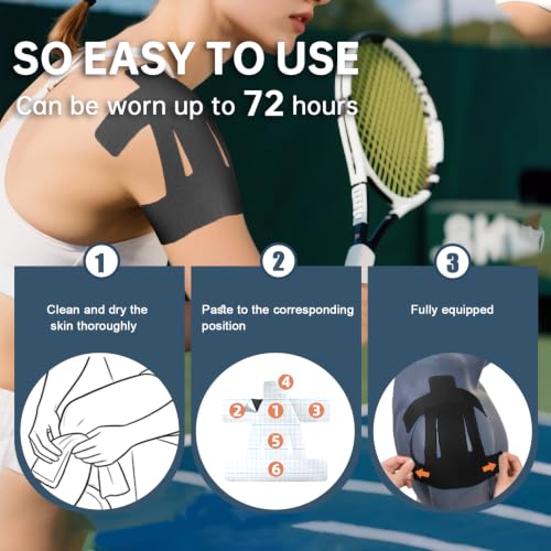 Precut Kinesiology Tape for Shoulder, 10 Pcs, Black - color: Black, size: 10 Pcs