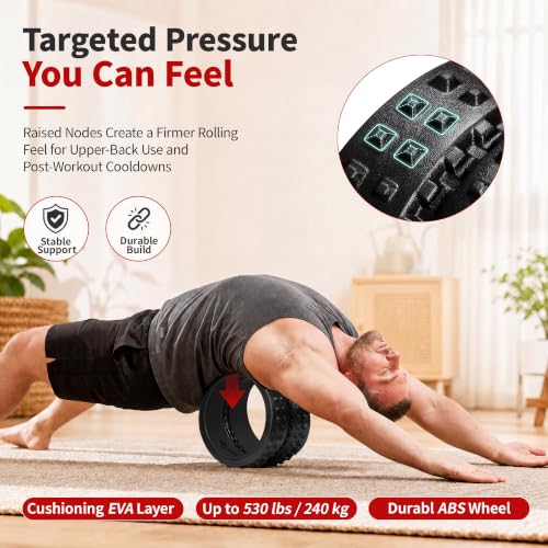 GymCope 10in Back Roller, Foam Roller for Exercise, Spine-Safe Groove - color: Black