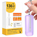 Personal Alarm for Women, Rechargeable with Safety Lights & Low Battery Notice, 130dB Siren with Extra Bright LED Flashlight Strobe Light for Emergency, Dual Light Sources Safety Keychain - color: purple