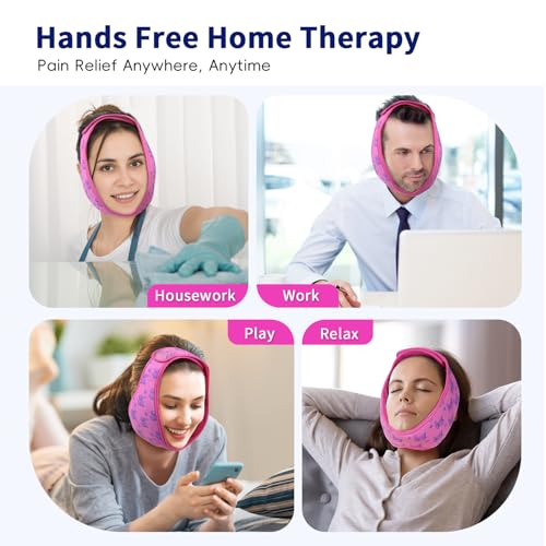 Wisdom Teeth Ice Pack Head Wrap for Pain Relief - Cold Hot Therapy for Face - color: Pink