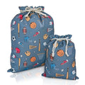 Gather & Knot Drawstring Gift Bags | 20" Large 12" Small | Premium Canvas | Reusable Fabric Wrap for Boy Birthday | Baseball Football Socccer | Sports - color: Sports