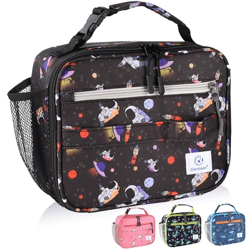 Genteen Lunch Box Kids, Prints Insulated Lunch Bag Kids Boys Girls,Soft Bag Mini Cooler Back to School Thermal Meal Tote Kit Lunch Box for School,Work,Outdoor - Astronaut - color: P-1pk Astronaut