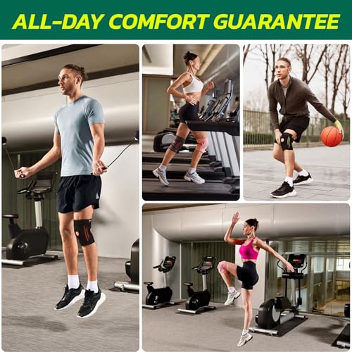 AOFIT Knee Brace for Men & Women – Dual Side Stabilizers & Patella Gel Pad, 4-Way Adjustable Wraparound Support for Knee Pain Relief, Fast Recovery, Running, Sports Black