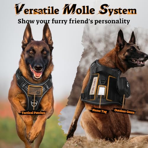 rabbitgoo Tactical Dog Harness for Small Dogs, No Pull Service Pet Vest - color: Black, size: S(Chest:16.1"-31.5",Neck:15.4"-21.6",Back:7.1")