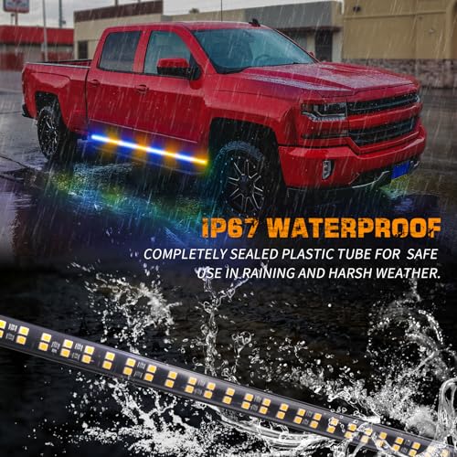 XRIDONSEN 2 Pack 70-Inch 864 LED Running Board Strobe Lights Strip - color: Amber/Blue