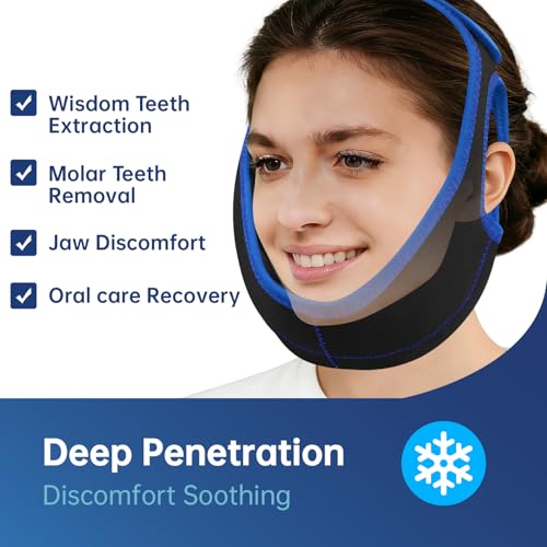 Wisdom Teeth Ice Pack Head Wrap Jaw Face Ice Pack with 4 Gel Packs - color: Black&blue #2